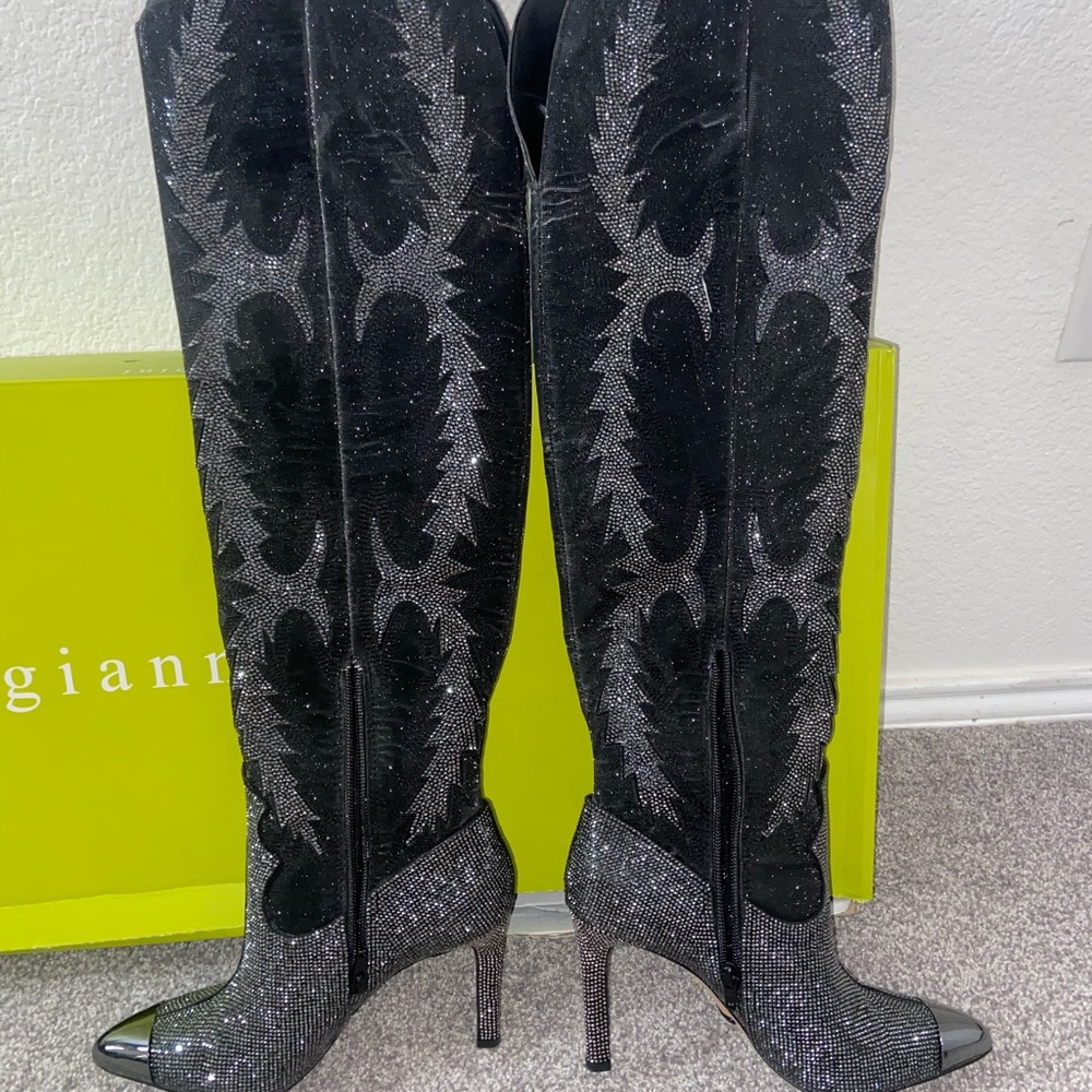 Gianni Bini KatyannaTwo Wide Calf Rhinestone Embellished Over-The-Knee Boots